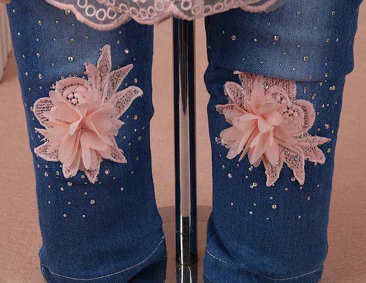 Peaoclate 6M-4Y Spring Autumn Infant Toddler Baby Girl Denim Clothing 3 pcs Sets 3 pcs Casual Outfits Lace Dress Jacket and Jeans,2-3Years,Flower-Pink