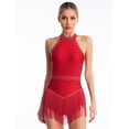 thumbnail image 3 of Eandarui Robe de Danse avec Franges en Strass pour Femmes avec Gants Costume de Danse Latine pour Bal Rumba Salsa Bourgogne m, 3 of 7