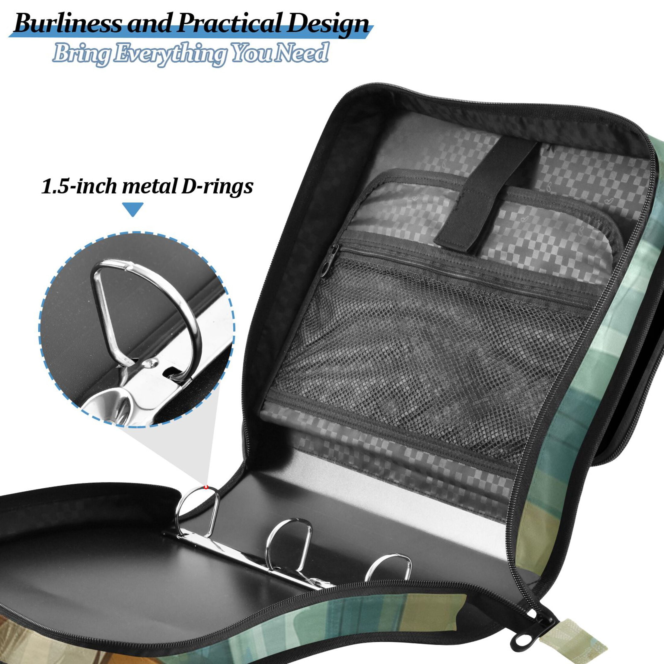 3 Ring Zipper Binder with Shoulder Strap Waterproof Trapper Keeper 2 Inch D-Ring 500 Sheets Capacity Beagle Dog Read Book on Chair