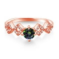 thumbnail image 2 of Gem Stone King 0.93 Ct Round Green Mystic Topaz 18K Rose Gold Plated Silver Ring (Size 7), 2 of 3