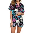 thumbnail image 6 of 2 Pieces Halloween Pajamas Set for Women Cozy Lounge Outfit Pumpkin Ghost Sleepwear Top and Shorts Festival Everyday Wear, 6 of 7