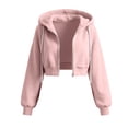 thumbnail image 4 of ZOYOEN Girls Cropped Zip Up Hoodie- Long Sleeve Fashion Fall Casual Kids Track Jacket Pink Size 6-14 Years, 4 of 6