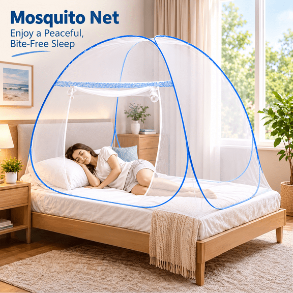 Leyeet Mosquito Net for Bed, Foldable Net Bed with Zipper Closure Design, Automatic Pop Up Mosquito Net, Portable Insect-Proof Mosquito Net Tent for Indoor, Outdoor Camping, Travel, Easy Installation