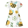 thumbnail image 4 of Tisuna Girls Summer Dress Cartoon Bee Print Short Sleeve Crew Neck Dresses Comfortable Soft Little Girls Children'S Casual Wear White Size 8-9 Years, 4 of 5