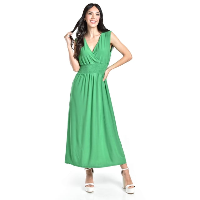 Vestido largo cintura smock Roman Fashion / Juvenil, 8801-SO (Verde) verde EG
