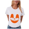 thumbnail image 4 of Akiihool Halloween Tops for Women Plus Size Halloween Shirts for Women Pumpkin Graphic Tshirt Fall Casual Short Sleeve Tee Tops White,XL, 4 of 8