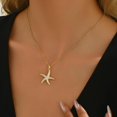 thumbnail image 4 of Collier Pendentif Étoile de Mer Lune Plaqué Or NONAMOIS 18K pour Femmes Collier Ras du Cou Opale Blanche Ronde Collier Perle Fer à Cheval Porte-Bonheur en Acier Inoxydable, 4 of 7