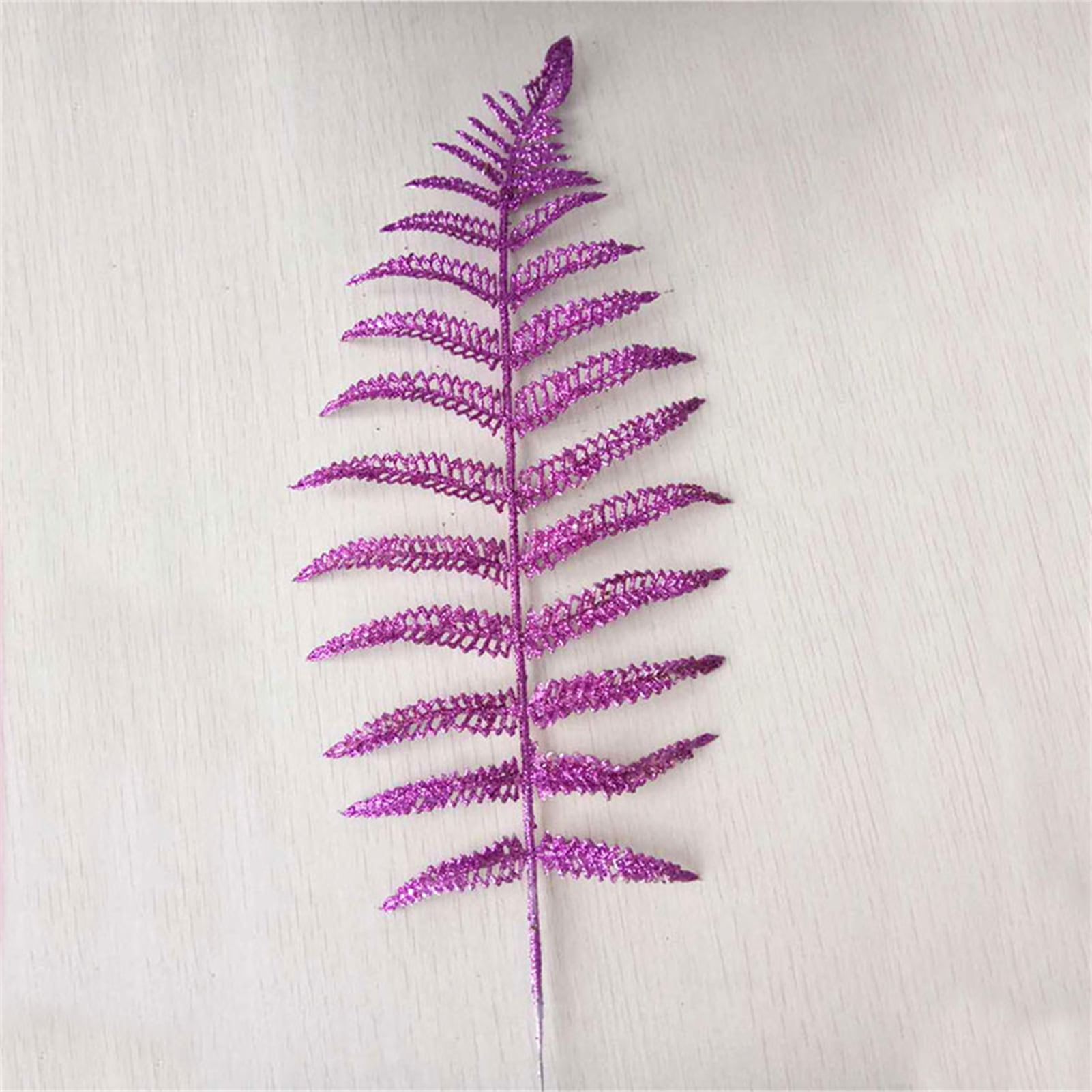 Travelwant 10Pcs Artificial Christmas Glitter Fern Leaf, Simulated Tree