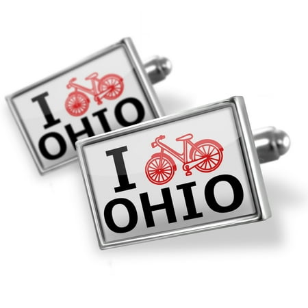 Cufflinks I Love Cycling State Ohio - NEONBLOND