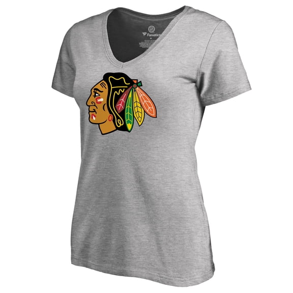 Women's Ash Chicago Blackhawks Primary Logo T-Shirt