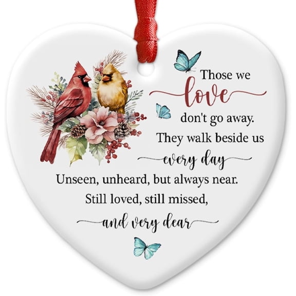 Memorial Cardinal Ceramic Ornament – In Loving Memory Keepsake – For Loss of Loved Ones – Heartfelt Christmas Tree Decoration