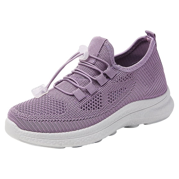 AUDeals Womens Wide Toe Box Mesh Tennis Shoes Extra Wide Lightweight Non Slip Walking Trainer Shoes (Purple, 6)
