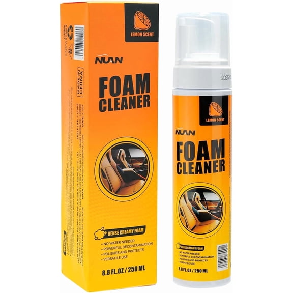 NUAN Car Interior Foam Cleaner, Lemon Scent, 8.4 fl oz (250 mL)