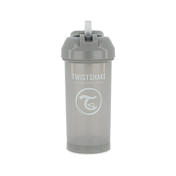 Vaso con Popote Twistshake 360 ml a Prueba de Derrames Libre de BPA +6 Meses Gris