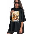 thumbnail image 3 of Plus Size Shirt for Women Black Tops for Women Short Sleeves Shirt for Women Puppy T Shirt Crewneck Shirt for Women XL, 3 of 5