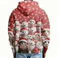 thumbnail image 4 of Wutalume Men's Casual Solid Color Zipper Long Sleeve Hooded Sweatshirt, Everyday Pullover with Christmas Print, Waffle Texture for Comfort and Style,Watermelon Red M, 4 of 4