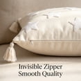 thumbnail image 4 of Fuebueo 18" White Star Throw Pillow with Tassels, Textured Cream Square Decorative Cushion for Sofa Bed Office, Boho Accent Pillow, 4 of 8