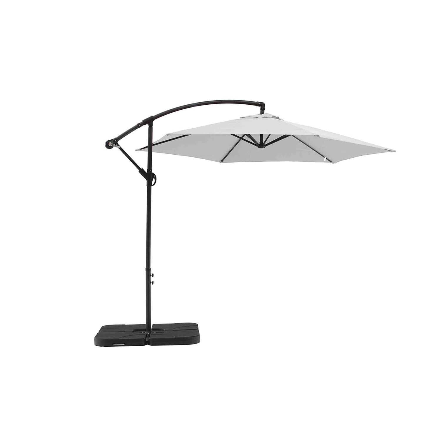 Standing Patio Umbrella - Outdoor Umbrella with Steel Base & Ventilation - Large White Canopy for Garden, Deck, Porch