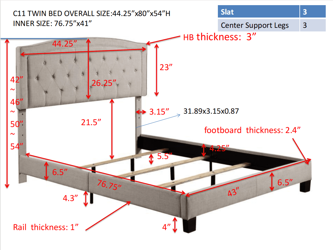 BSHTI Modern Twin Size Metal Platform Bed Frame with Upholstered Headboard and wood slats support for Livingroom, Box Spring Required