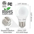 thumbnail image 2 of Simba Lighting LED A15 ETL Listed 5W 40W Equivalent Small Bulbs 120V E26 3000K Soft White 4-Pack, 2 of 11