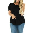 thumbnail image 4 of LANREMON Oversized Flowy Short Sleeve T Shirts for Women Summer Casual Plus Size Crew Neck Tunics Tops Blouses Black, 4 of 6