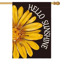 Hello Sunshine Garden Flag 12x18 Inch Double Sided Outside, Spring Summer Floral Daisy Yard Outdoor Flag