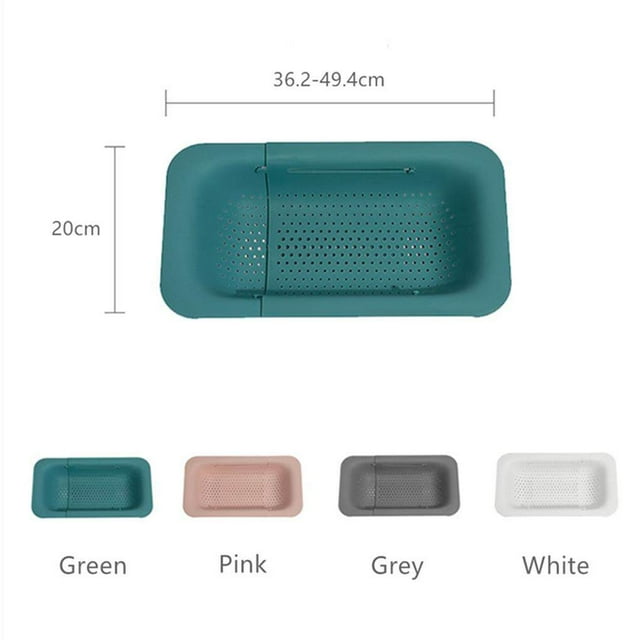 ziyahi Adjustable Sink Drain Shelf Sink Strainer Basket Vegetable Fruits Storage Rack Sink Sponge Holder for Kitchen