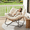 Beige, variant on Arlopu Oversize Papasan Rocking Chair with Cushion, Indoor Outdoor Wicker Egg Lounge Chair, Grey
