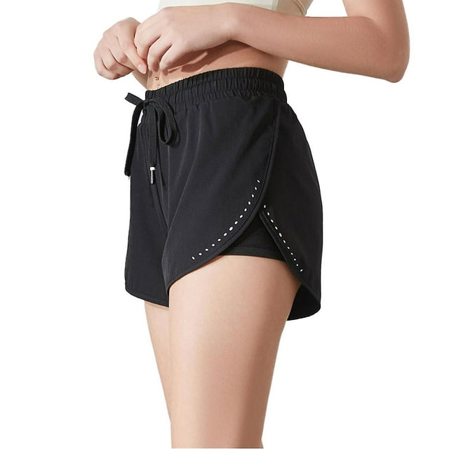 High Waisted Athletic Shorts Ruffle Skirt Wrap Front Liner Workout Running Shorts