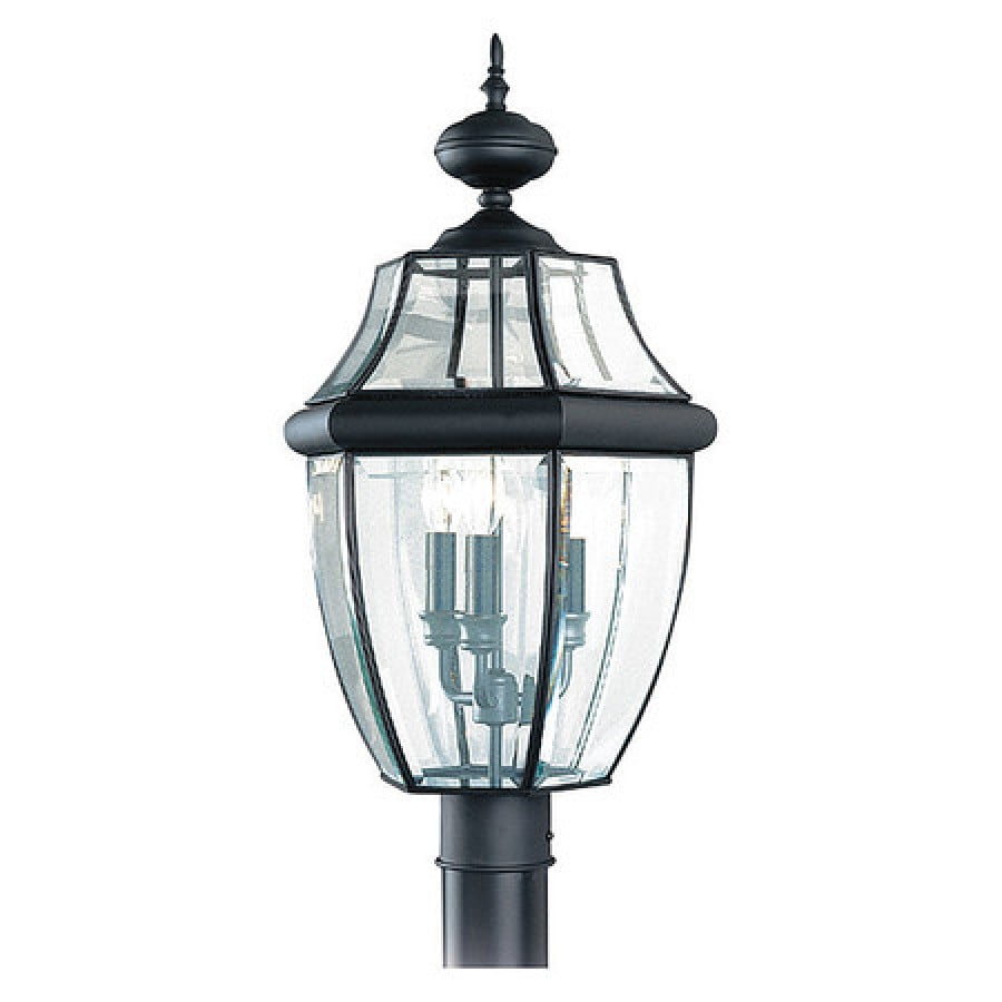 SEA GULL 823912 Three Light Outdoor Post Lantern,Black