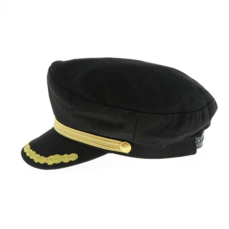 Navy Captain Hat Cap Admiral Airplane Sea Sailor Cruise Costume Hat - Black  Kid 