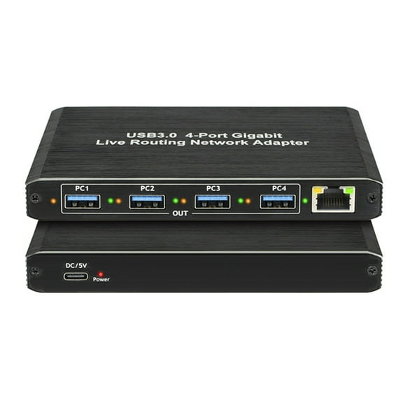 USB3.0 Gigabit Network Adapter Plug and Play Driver-Free 4-Port Gigabit RJ45,for Computers, Live Streaming Equipment