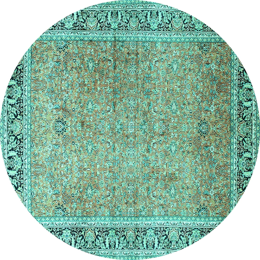 Ahgly Company Indoor Round Persian Turquoise Blue Traditional Area Rugs ...