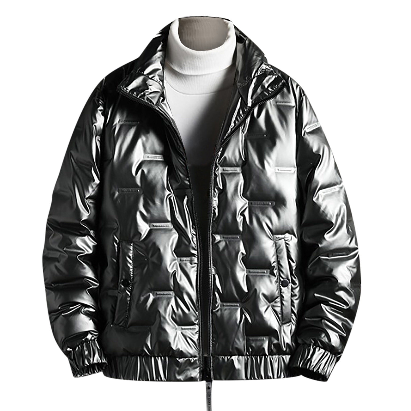 Men Glossy Puffer Jacket Winter Warm 