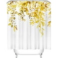 thumbnail image 4 of Yellow Eucalyptus Shower Curtain Sets, Watercolor Bright Leaves on The Top Plant with Floral Bathroom Decoration 72x84 Inch with Hooks, 4 of 6