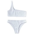 thumbnail image 2 of ZAFUL for Women One Shoulder Bikini Top and Bottoms White L, 2 of 5
