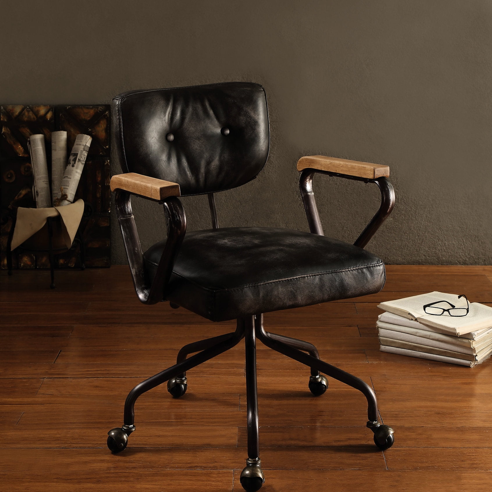 swivel leather office chair with product