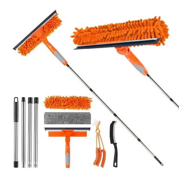 Window Squeegee Cleaning Tool, 4 in 1 Squeegee Kit for Window Cleaning Kit 72'' Window Washing Kit with 2 Replace Pads for Indoor/Outdoor Window Car Glass