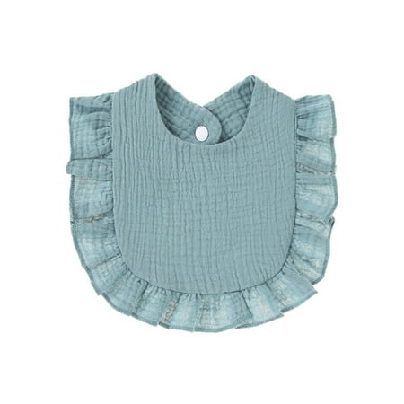

Gureui Kids Baby Girls Boys Bibs Soft Absorbent Ruffled Solid Button Closure Washable Clothes Accessory