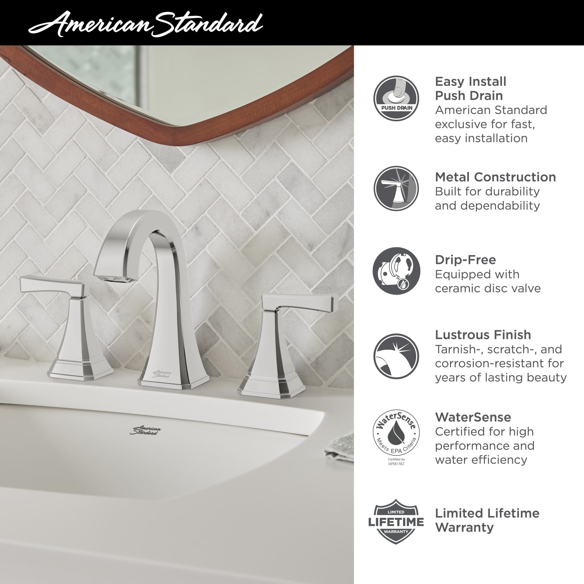 American Standard 7612.807 Crawford 1.2 GPM Widespread Bathroom Faucet - Bronze