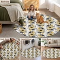 thumbnail image 5 of Yellow Floral Round Area Rug 3.3Ft Washable Circle Rugs for Dining Room Table, Abstract Watercolor Flower Leaf Plant Non-Slip Carpet Floor Mats Indoor Outdoor Carpet Runner Aesthetic Home Decor, 5 of 8