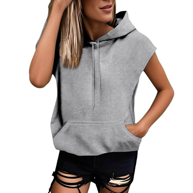 WZXFASHION Chandails à Capuchon pour Adolescentes Manches Courtes Style Preppy Imprimé Bouffant Chandail Graphique Décontracté d'Été Chandail à Enfiler Hauts Rabais de 50 % Liquidation Débardeurs et Camisoles pour Femmes