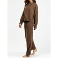 thumbnail image 2 of ZAXARRA Women Casual Sweater Set Winter Solid Color Round Neck Sweater and Wide Leg Pants Outfits Winter Outfits, 2 of 5