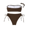 thumbnail image 6 of Mceream Women Solid Backless Bikini Bandage Two-Pieces Swimwear Swimsuit Beachwear Set Coffee S, 6 of 9