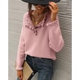 thumbnail image 2 of BTFBM Womens Sweaters Fall Winter Clothes Long Sleeve Button Down Ruffle Crew Neck Casual Knitted Pullover Tops, 2 of 7