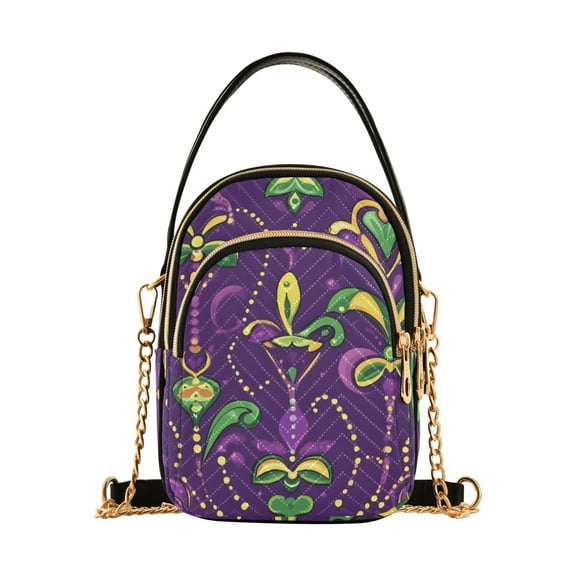 joogoo Women Mardi Gras Flower Chain Crossbody Bags Shoulder Handbag Phone Purse