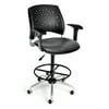 OFM Stars Series Model 326-V-AA3DK Anti-Microbial/Anti-Bacterial Vinyl Swivel Task Chair with Arms and Drafting Kit, Charcoal