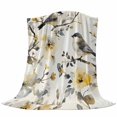 thumbnail image 6 of Yellow Grey Botanical Blanket Soft Cozy Warm Throw Blanket for Couch, Plush Fuzzy Flannel Fleece Blankets for Sofa, Spring Floral Summer Birds Vintage Bed Blankets Lightweight Gifts for Men, 40"x50", 6 of 9