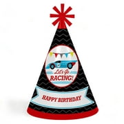 Big Dot of Happiness Let's Go Racing - Racecar - Cone Race Car Happy Birthday Party Hats for Kids and Adults - 8 Ct