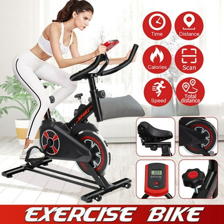 Indoor Exercise Bike Adjustable Stationary Fitness Cycling Bike with Magnetic Resistance and Digital Monitor LCD Display for Home Gym Cardio (Best Spinning Workout App)